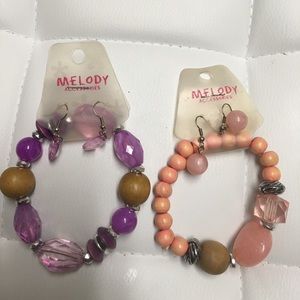 Sets of bracelets with matching earrings